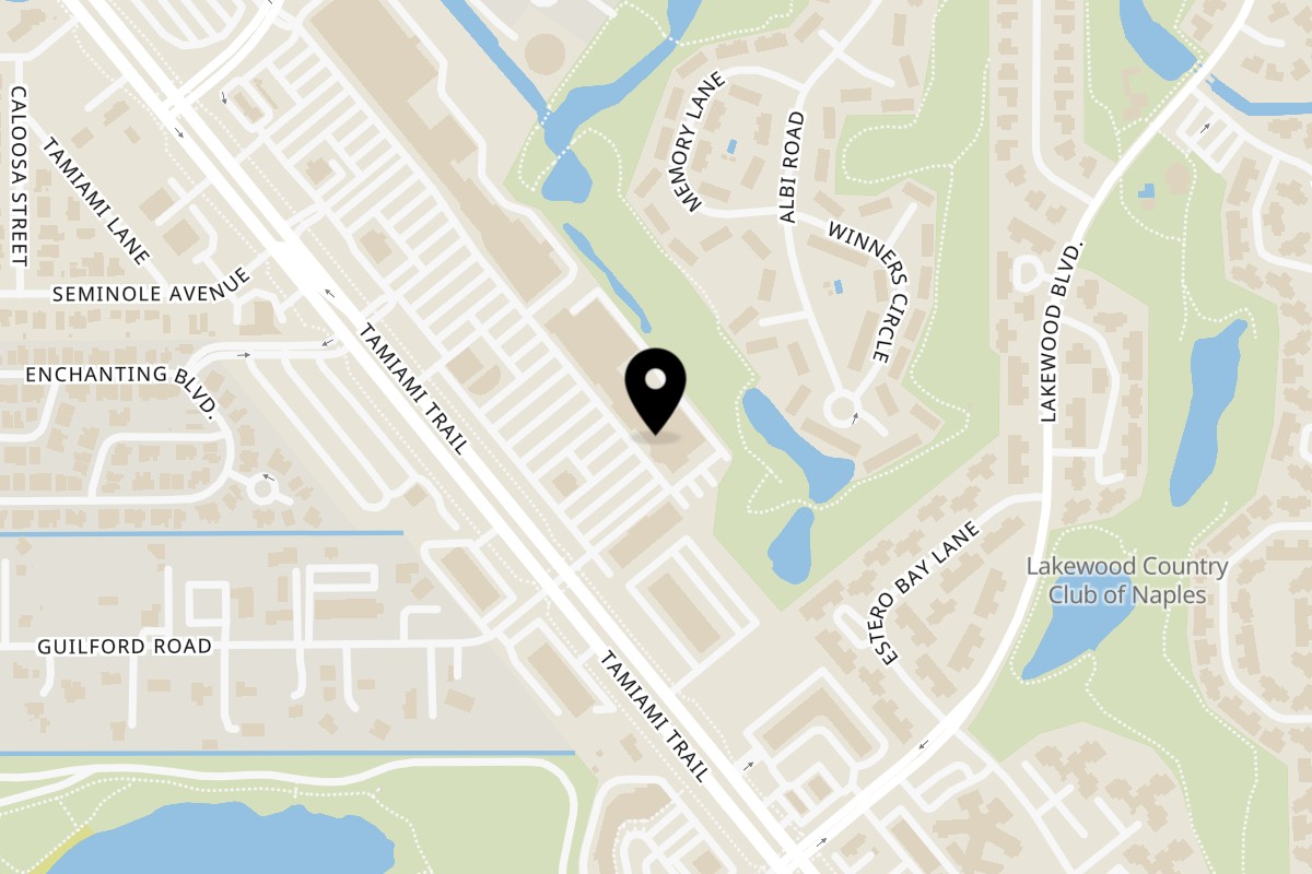 Map showing the location of Caribbean Grill & Bakery on 3847 Tamiami Trl E in Naples
